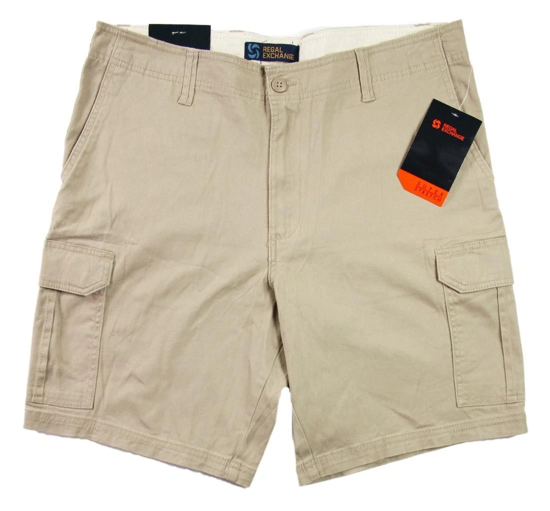 Regal Exchange Mens Chino Cargo Shorts 42 Classic Fit Zip Fly Stretch Khaki $62