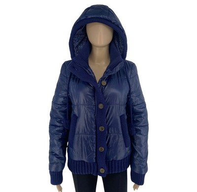 QUIKSILVER Damen Marineblau Kapuzengefütterte Daunenjacke Mantel Größe M