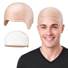 2 Pcs Halloween Bald Cap for Men Women, Nylon Wig Cap, Cosplay Kit