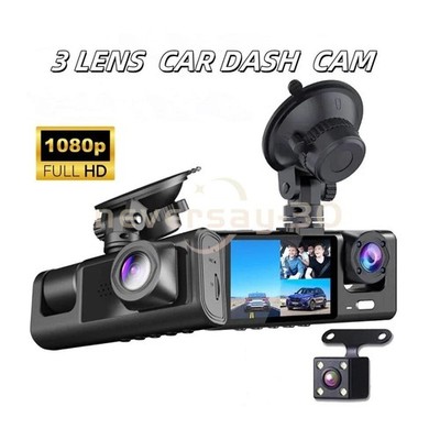 Dash Cam HD 1080p Car Dual Lens Front/Rear/Inside Video Recorder Camera G-sensor
