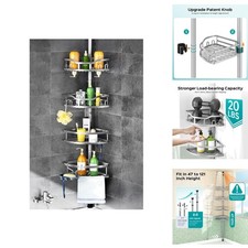 Corner Rustproof 4-Tier Bathroom Shelves, Adjustable Shower Caddy with Soap Rack