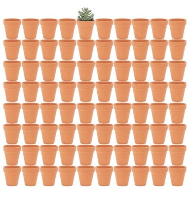 2 inch Terracotta Pots 80 Pack with Drainage Holes - Mini Clay Planters