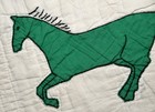 Vintage Feedsack  Applique Horse Cowboy Western Cutter Quilt Block Piece Green — photo 5