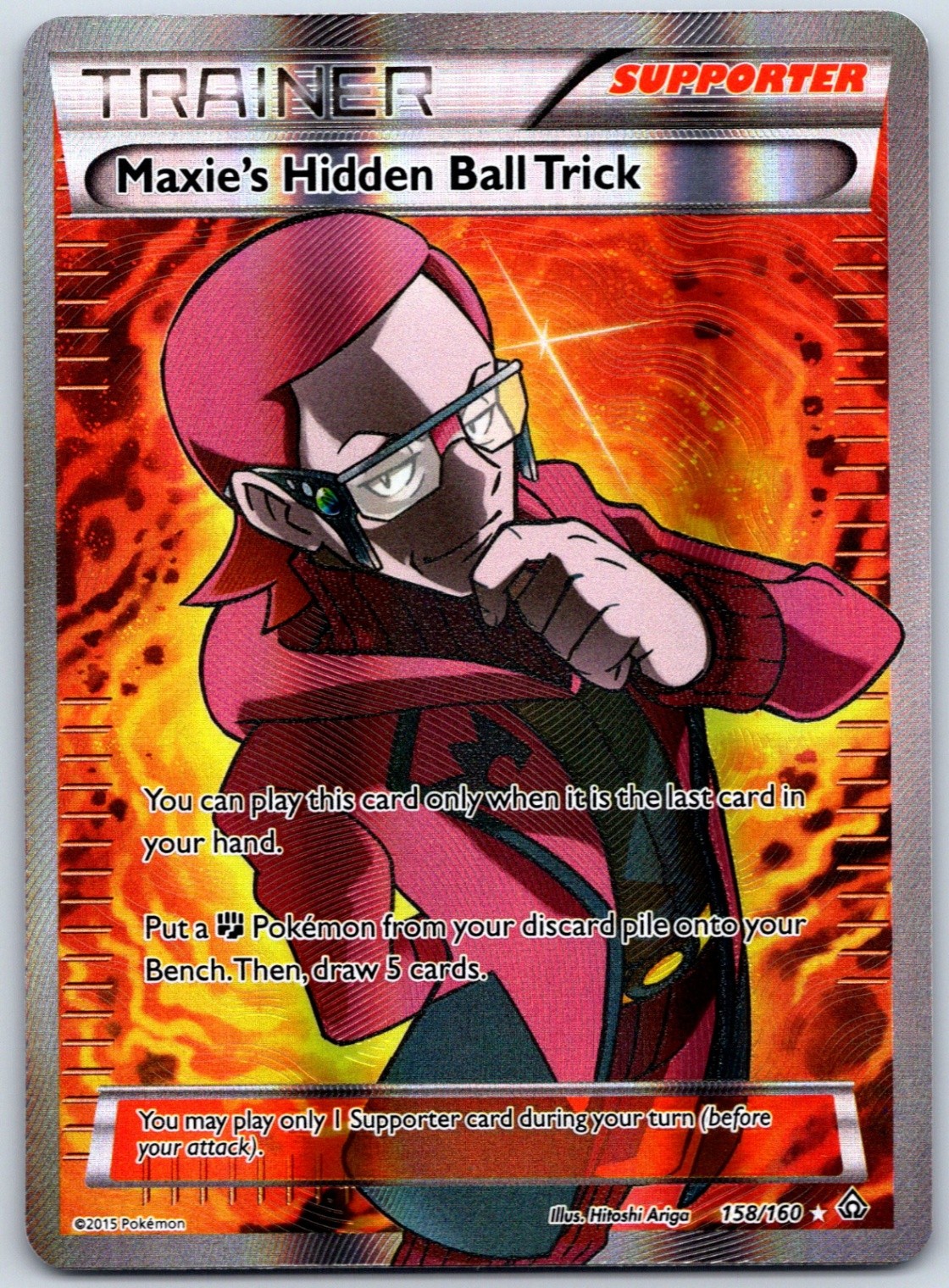 Maxie's Hidden Ball Trick (Full Art) 158/160 XY Primal Clash Ultra Rare NM Holo