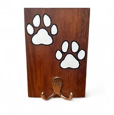 Wooden Wall Mount Dog Paw Leash Holder Key Holder Handmade