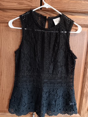 Knox Rose Women's Delicate Sleeveless Lace Blouse, Size S