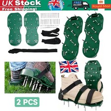 Lawn Aerating Spiked Shoes Grass Aerator Sandals Adjustable Straps Green Pair