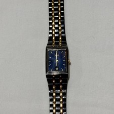 Vintage Seiko 7N29-5B59 Men's Formal Rectangle Steely Black Tank Bracelet