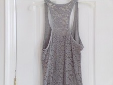 NEW WOMENS ABERCROMBIE FITCH SMALL, GRAY, FLOWER LACE BACK, RAZOR TANK W/TAGS