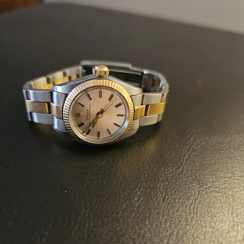Womens Beautiful Rolex Oyster Watch w/ 14k Gold and SS Oyster Bracelet