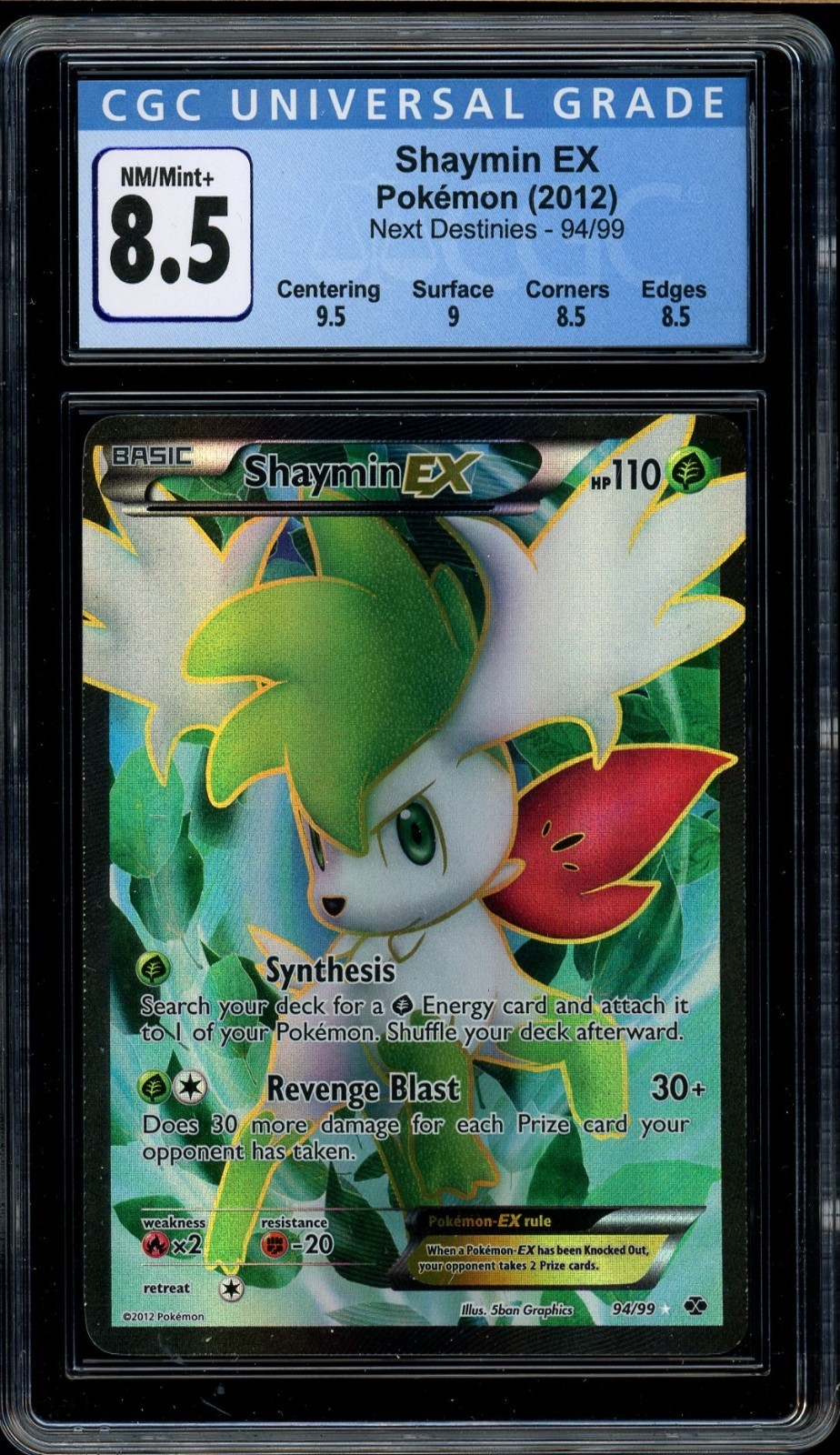 Pokemon CGC 8.5 Shaymin EX 94/99 Black & White Next Destinies Full Art Mint