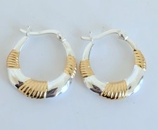 Sterling Silver Gold Vermeil Hoop Pierced Earrings