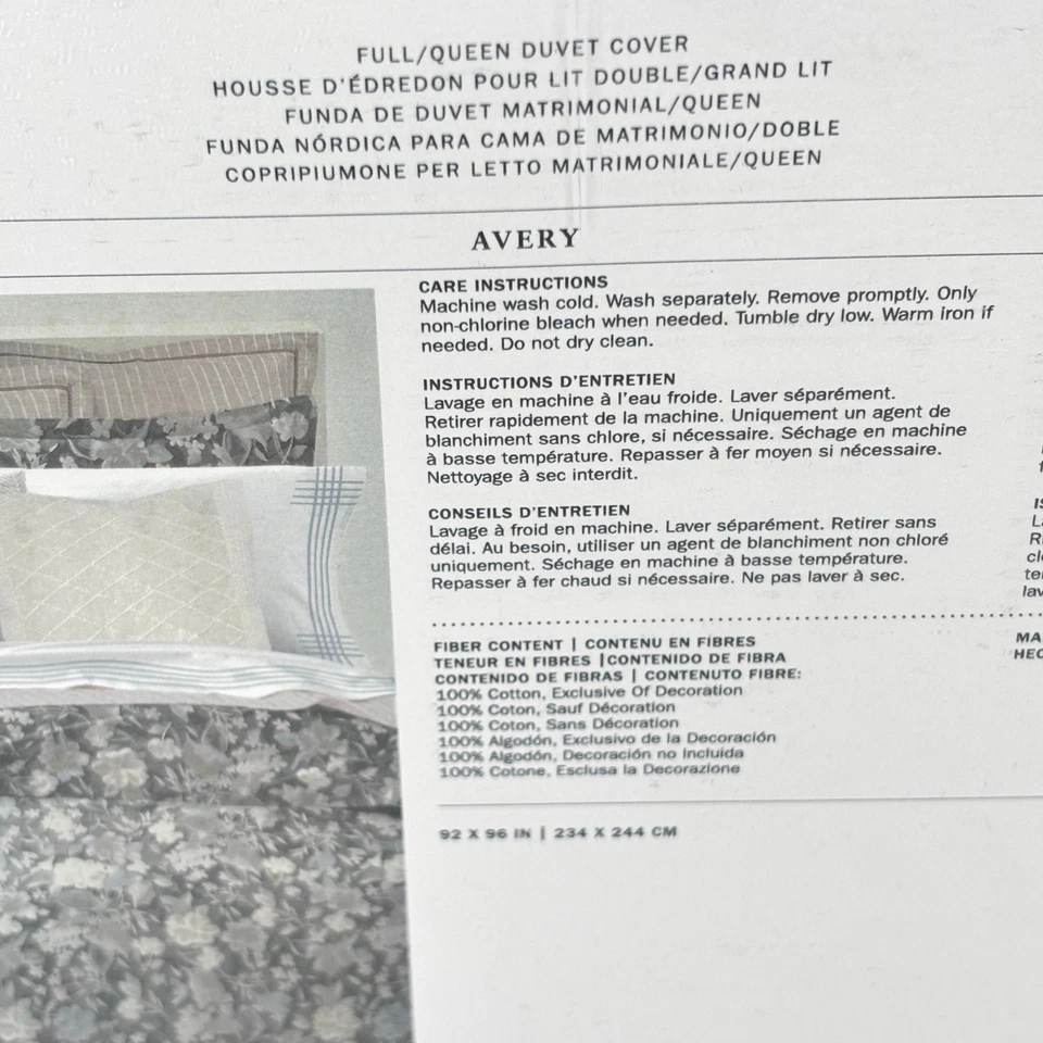 Funda nórdica Ralph Lauren Avery completa/queen gris floral cottagecore neutra NUEVA Foto 3 de 4
