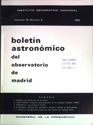 Aspectos observacionales de las estrellas variables MIRA; en: Volumen XI Número