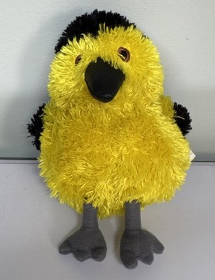 Vintage 2002 Commonwealth Toy Stuffed Black & Yellow Bird W/ Tags 6  Tall