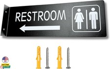 Restroom Signs 4"x12" Double-Sided Bathroom Signs with Arrow Sign for Business