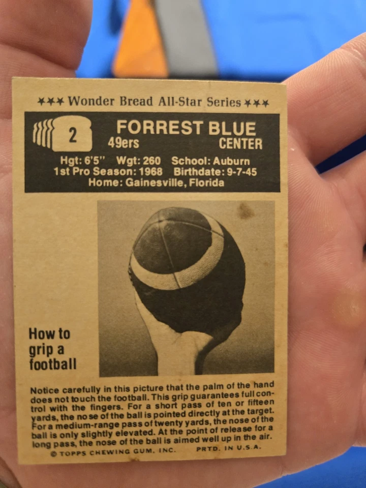 Autographed Forrest Blue #2 Wonder Bread Football Card 49ers All Pro NFL LEGEND - Image 2 of 2