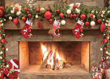 CHAIYA 7x5ft Christmas Fireplace Decoration Background - Photography Backdrop fo