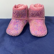 Ugg Jesse Bow II "Metallic Spots" Pink Suede Sherpa Girls' Toddler Size 02/03
