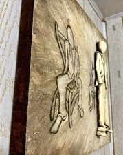 Signed M Harris 2007 3D Relief Wall Art Faceless Figures Sculpture