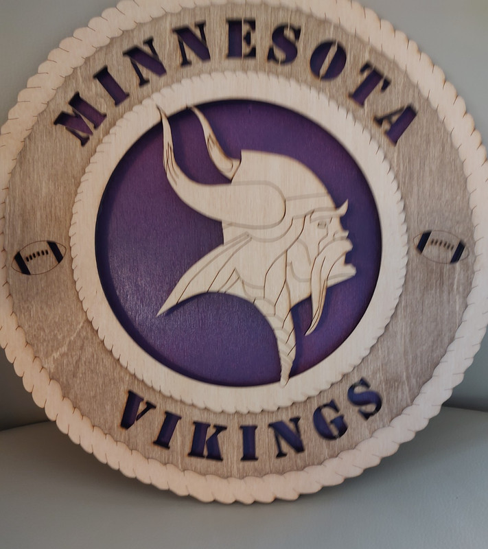 Minnesota Vikings Wall Plaque wood carved 12 inch  diameter