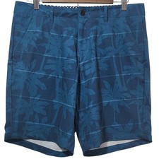 Trunks Surf Swim Mens Blue Palm Tree Hybrid Shorts Size 30 Tropical Summer