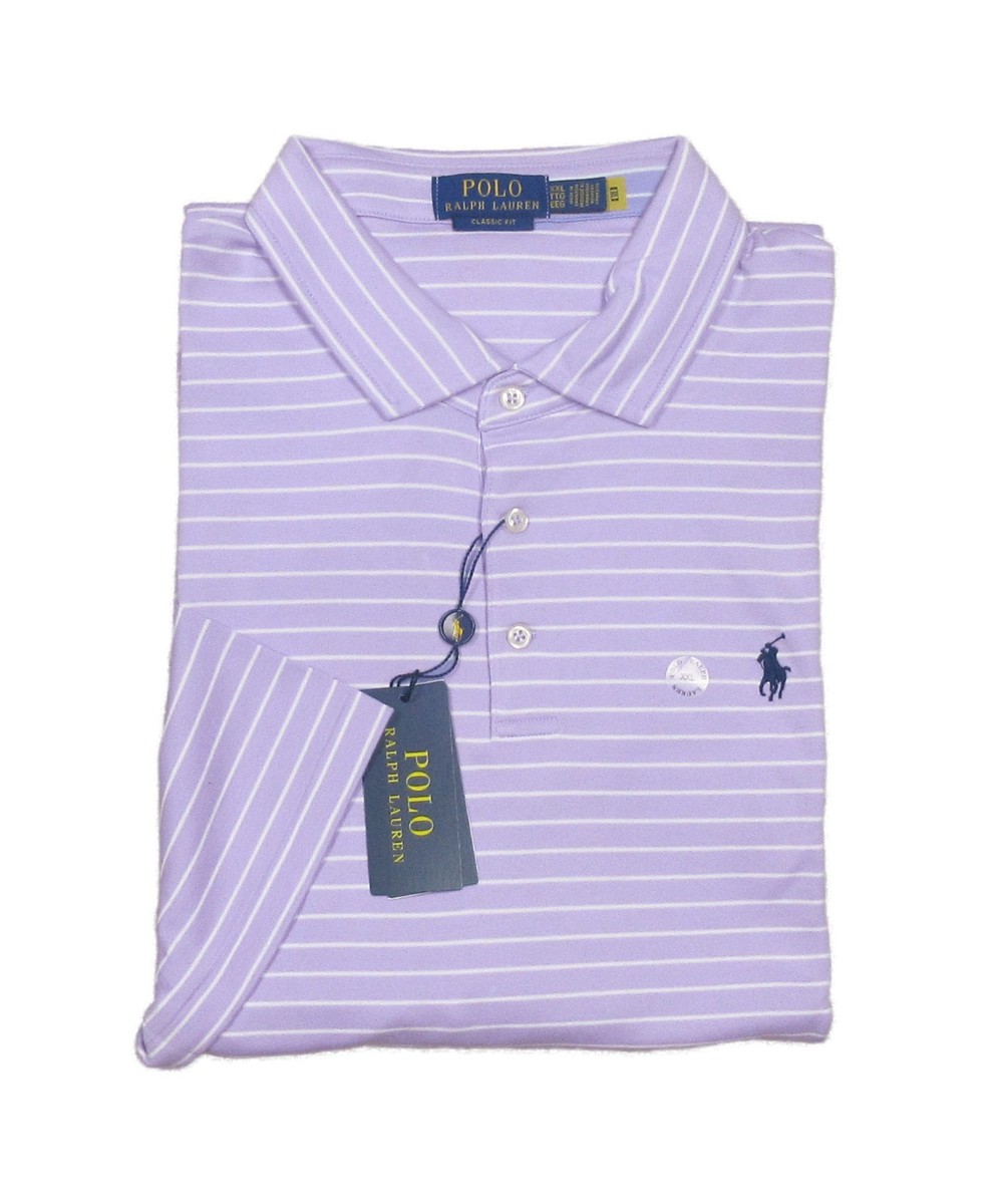 Polo Ralph Lauren Men's Purple/White Stripe Classic Fit Soft Touch