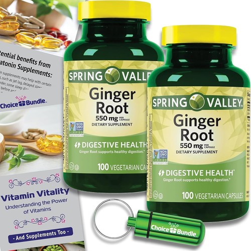 Spring Valley Root Powder Spring Valley Ginger Root Digestive Health Dietary 100 Count (Pack of 2 ...