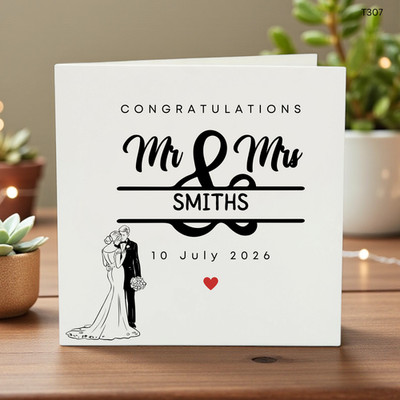 Personalisierte Hochzeitskarte Herr und Frau Brautpaar Glückwunsch Geschenk Paar
