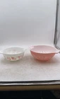 Vintage Pyrex Pink White Glass Gooseberry Cinderella Mixing Bowl Lot Of 2