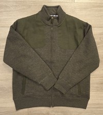 Orvis Giacca Lana Full Zip Maglione Foderato Tiro Campo Caccia Uomo L Verde