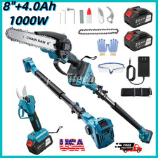 8" Brushless Chainsaw4-in-1 Pole Saw, w/2 4.0Ah Battery Powered Extension Pole