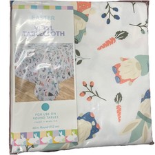 Easter Gnome Pattern Vinyl Tablecloth 60 Inch Round Table 4-6 Seats