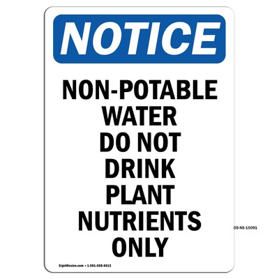 #ad Non Potable Water Do Not Drink OSHA Notice Sign Metal Plastic Decal $38.99