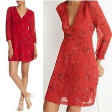 Madewell Red Windswept Floral Hazelwood Wrap Front Mini Dress Size 2 Style K6049