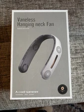 Vaneless Brand Hanging Neck Fan Rechargeable, Bladeless, Comfortable- New/White