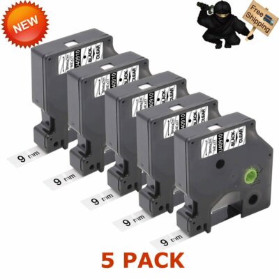 5 pcs/lot Label Cartridge for Dymo 9mm 40910 Compatible for black on Clear