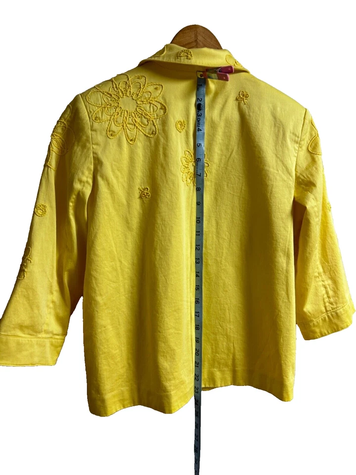 Drapers & Damon женщин кнопка блейзер куртка размер средний желтый вышитый - Изображение 3 из 4