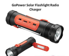 GoPower Emergency Solar Flashlight 2600mAh Power Bank with AM/FM Weather Radio