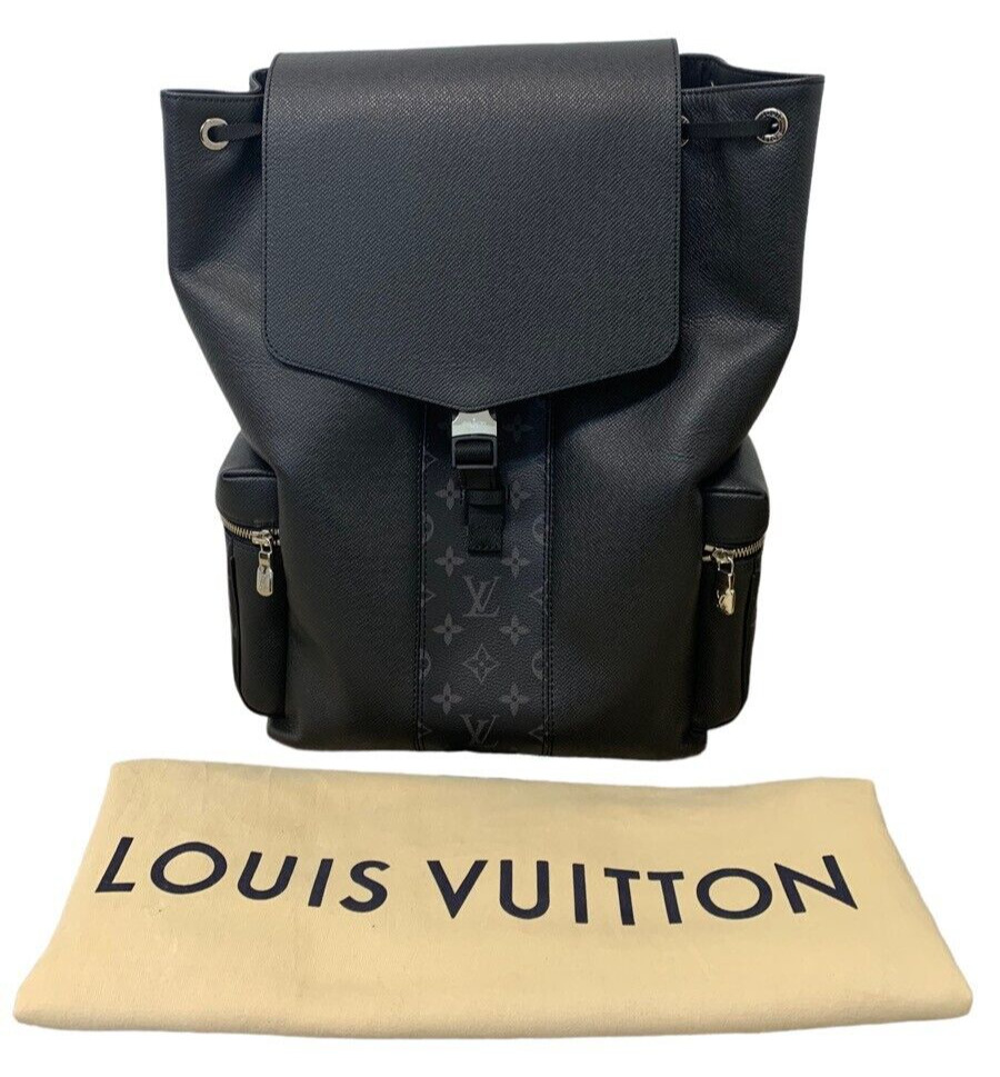 Louis Vuitton Backpack Taigarama Monogram Eclipse Canvas Taiga Leather