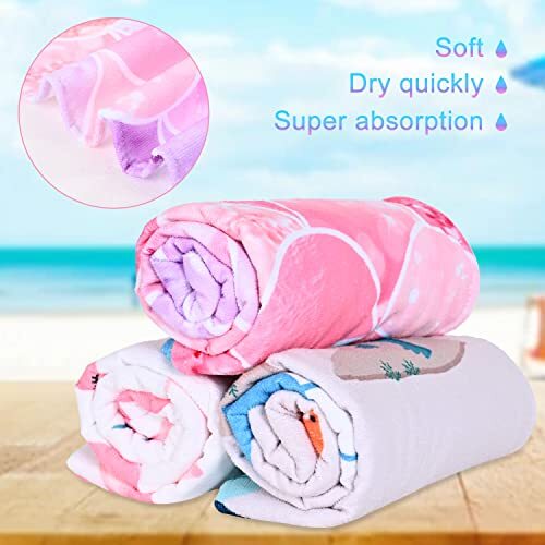 LIVILAN Little Mermaid Beach Towel for Kids Girls Women Soft Thin 30&rdquo;x60&rdquo; Mic...