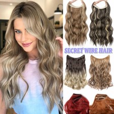 Invisible Wire 100 Natural As Human Clip In Hair Extensions Thick Wavy Onepiece