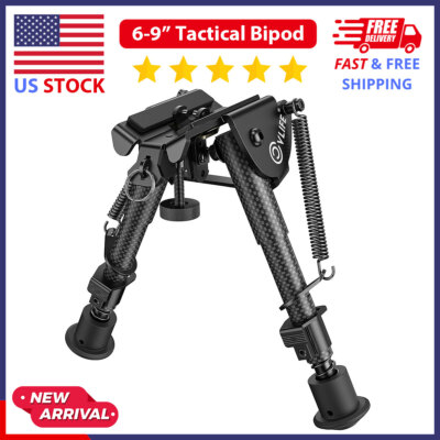 6'' - 9'' Rifle Bipod Carbon Fiber Lightweight Spring Return Hunting Gun Bipod USA