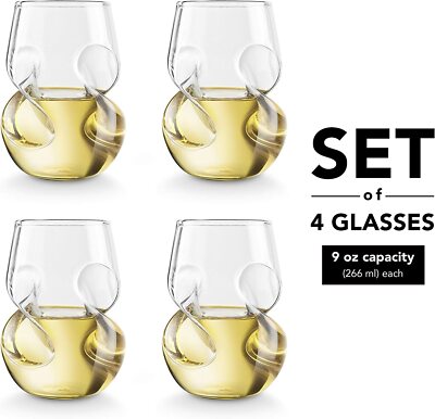 Weiße Weingläser 4er Set großes stielloses handgeblasenes Trinkglas Set 266ml