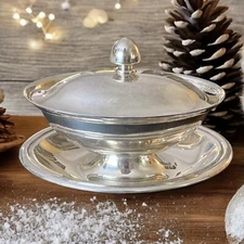 Reed & Barton Gravy Boat With Under Plate 170 Hollowware RDS170 VTG MCM