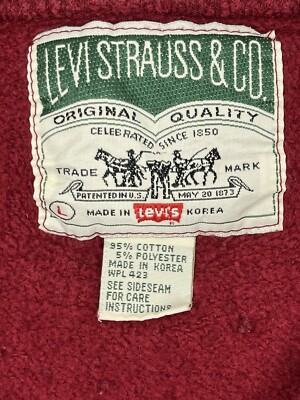 Vintage Levi's Mens 1/4 Zip Pullover Sweatshirt 90s Drawstring