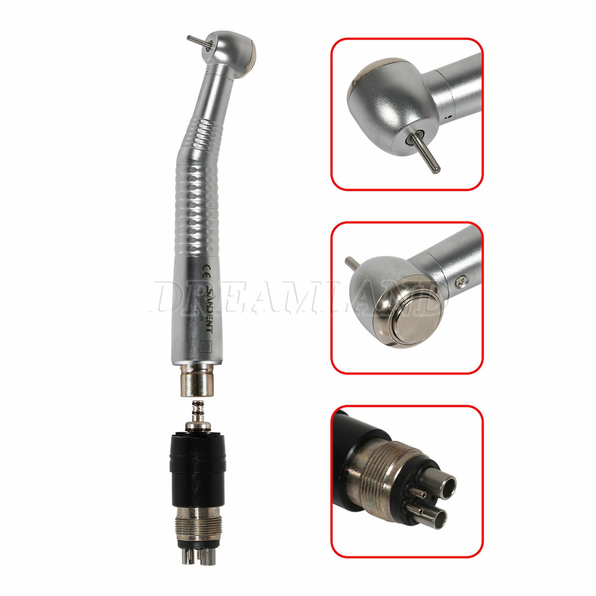 SANDENT Dental High Speed Handpiece Large Torque Push + 4Hole