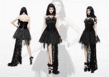 Eva Lady Gothic Darkness Steampunk Backless Asymmetry Hem Strapless Party Dress