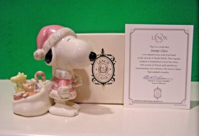 スヌーピーLENOX Snoopy Claus LENOX Peanuts SNOOPY Claus with Woodstock Santa sculpture