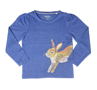 Boden Mädchen Top blau Hase Metallic Superstich Sommer 1-12 Jahre NEU